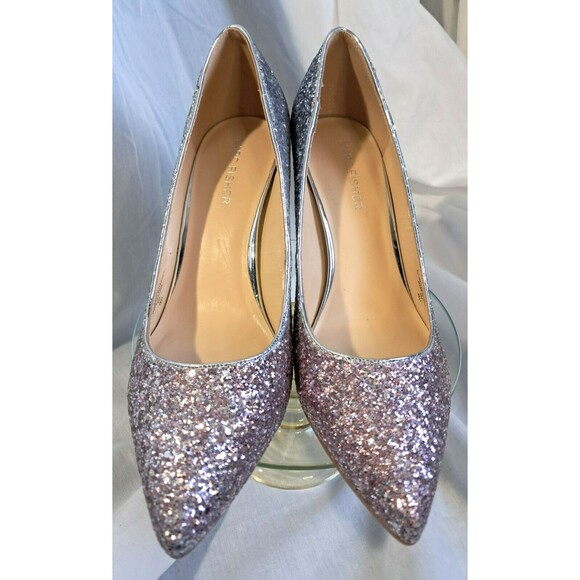 Marc Fisher Garicky Glitter Pointed Toe Heels Silver Pink Ombre Size 8 - Picture 4 of 10